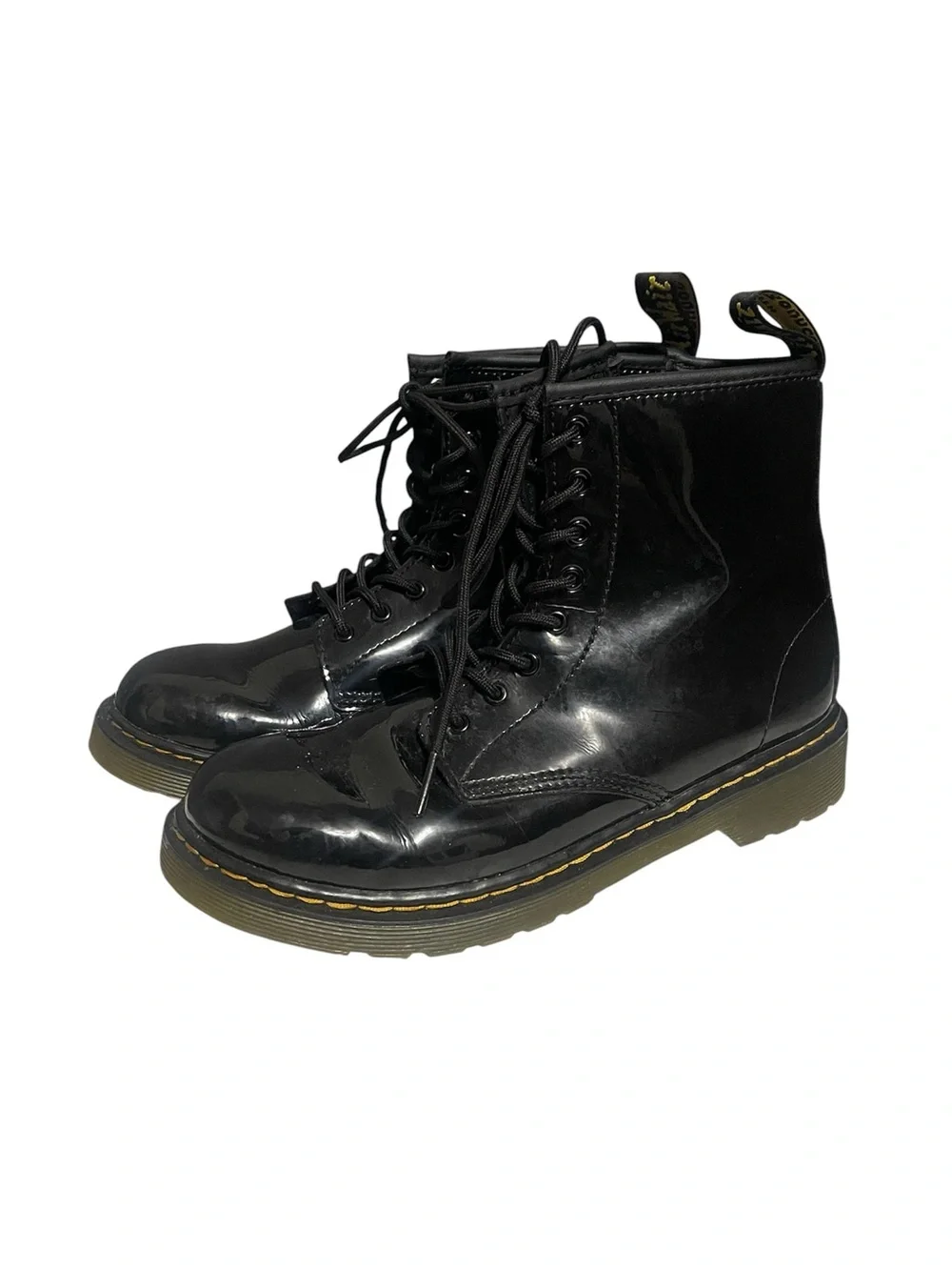 Dr. Martens Black YOUTH 1460 PATENT LEATHER LACE UP Combat BOOTS